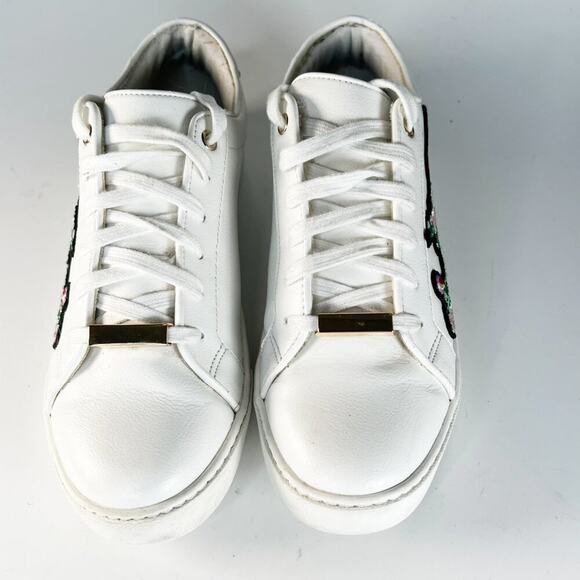 Aldo White Sneakers with Floral Embroidery and Gold Accents - Picture 3 of 13